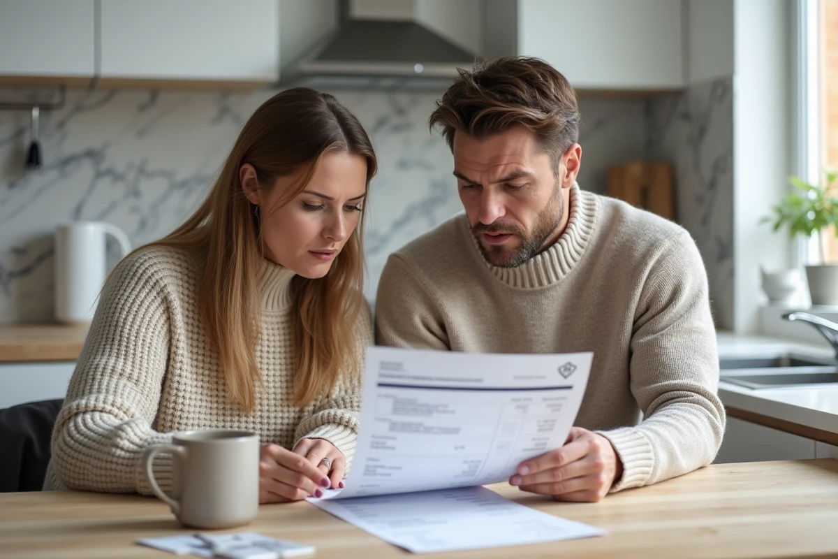 Un couple examine ensemble les frais et pénalités liés au remboursement anticipé de leur prêt immobilier
