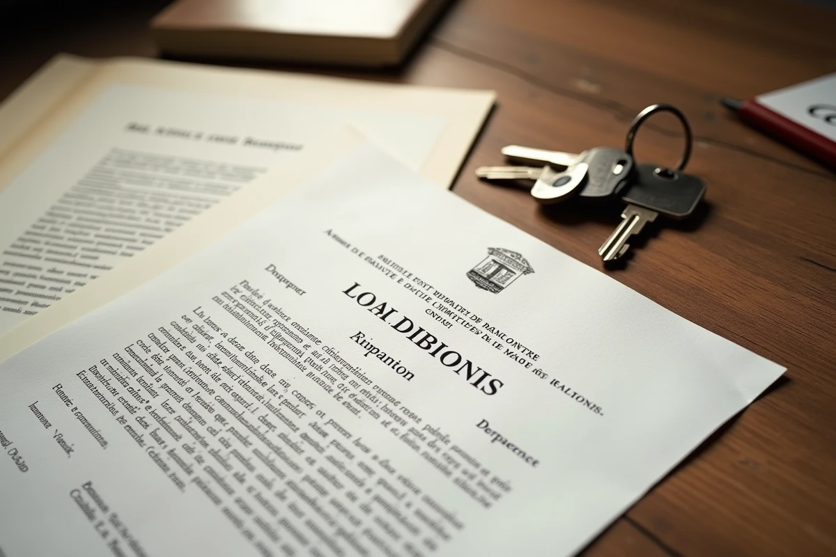 Documents administratifs officiels et clés de maison sur un bureau de notaire pour prouver qu'un logement est vacant