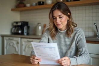 Femme examinant une facture de domicile comme justificatif d'adresse à son domicile