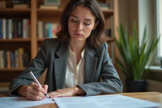 Jeune femme relisant un contrat de location lié à la garantie Visale avant signature
