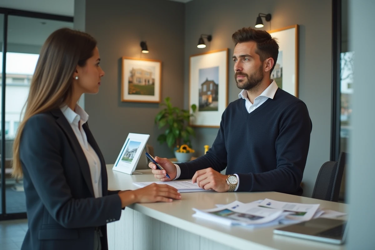 Locataire discutant de la fin de garantie Visale avec un agent immobilier en agence