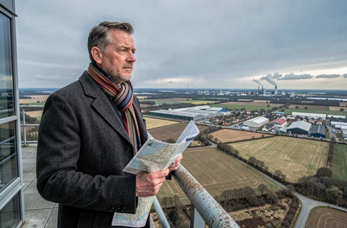 Chasseur immobilier de Periance contemplant le paysage du Nord depuis une terrasse, symbolisant sa couverture géographique étendue dans la région